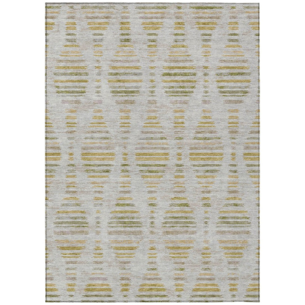 HomeRoots 10' Ivory and Gold Striped Washable Area Rug - Durable Indoor/Outdoor Design for Stylish Spaces 629556