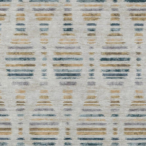 HomeRoots 5' X 8' Linen and Navy Blue Striped Area Rug – Stylish, Washable, Durable for Indoor & Outdoor Use! 629558