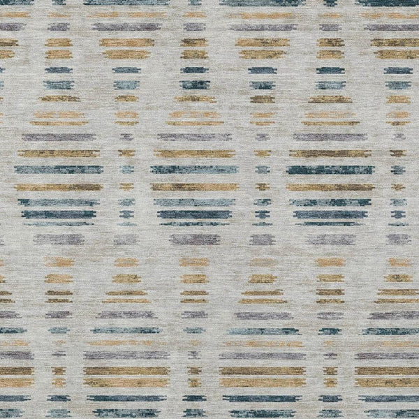 HomeRoots 5' X 8' Linen and Navy Blue Striped Area Rug – Stylish, Washable, Durable for Indoor & Outdoor Use! 629558