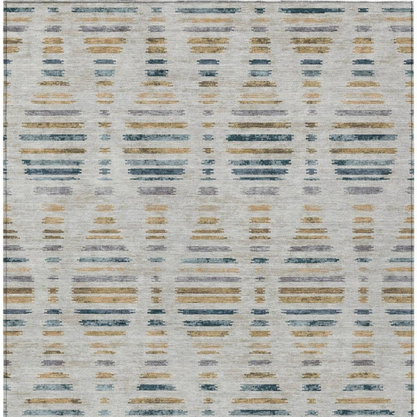 HomeRoots 5' X 8' Linen and Navy Blue Striped Area Rug – Stylish, Washable, Durable for Indoor & Outdoor Use! 629558