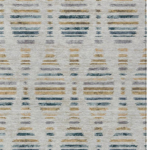 HomeRoots 8' X 10' Washable Indoor Outdoor Area Rug - Coastal Linen & Navy Stripes, Durable & Easy to Clean 629560