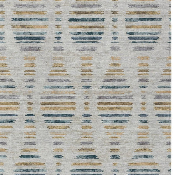 HomeRoots 8' X 10' Washable Indoor Outdoor Area Rug - Coastal Linen & Navy Stripes, Durable & Easy to Clean 629560