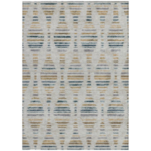 HomeRoots 9' Coastal Linen & Navy Blue Striped Area Rug - Durable, Washable Design for Indoor/Outdoor Use 629561