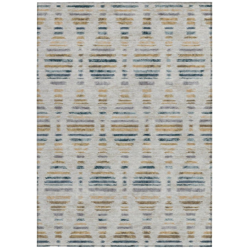 HomeRoots 10' Coastal Linen and Navy Blue Striped Area Rug - Washable, Durable, Versatile for Indoor/Outdoor Use 629562
