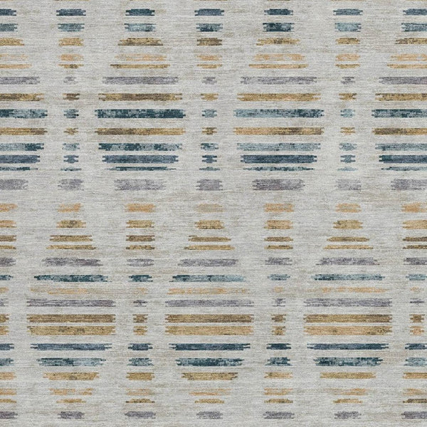 HomeRoots 10' Coastal Linen and Navy Blue Striped Area Rug - Washable, Durable, Versatile for Indoor/Outdoor Use 629562