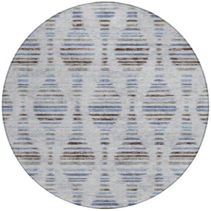 HomeRoots 8' Striped Washable Indoor Outdoor Area Rug in Beige & Denim Blue - Durable, Stylish & Versatile! 629565