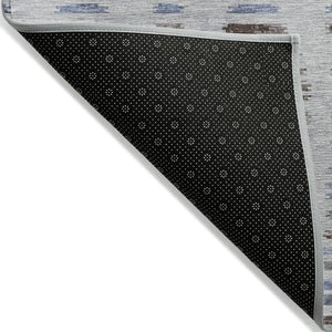 HomeRoots 8' Striped Washable Indoor Outdoor Area Rug in Beige & Denim Blue - Durable, Stylish & Versatile! 629565
