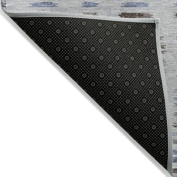 HomeRoots 8' Striped Washable Indoor Outdoor Area Rug in Beige & Denim Blue - Durable, Stylish & Versatile! 629565