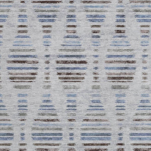 HomeRoots 8' X 10' Stylish Beige & Denim Blue Striped Washable Area Rug for Indoor & Outdoor Use, Durable & Easy-Care 629566