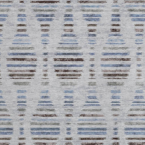 HomeRoots 8' X 10' Stylish Beige & Denim Blue Striped Washable Area Rug for Indoor & Outdoor Use, Durable & Easy-Care 629566