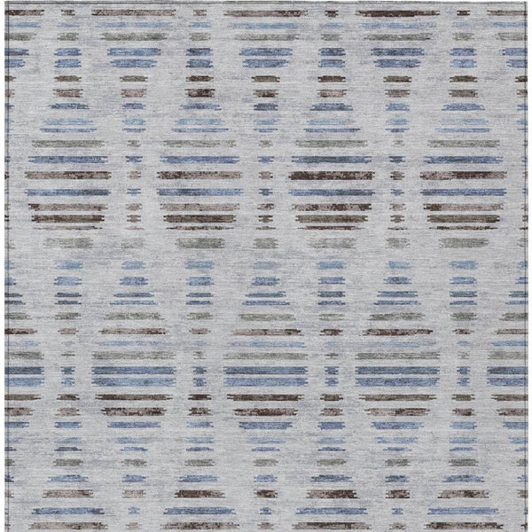 HomeRoots 9' X 12' Beige And Denim Blue Striped Area Rug - Durable, Washable, Perfect for Indoor & Outdoor Use! 629567