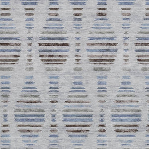 HomeRoots 9' X 12' Beige And Denim Blue Striped Area Rug - Durable, Washable, Perfect for Indoor & Outdoor Use! 629567