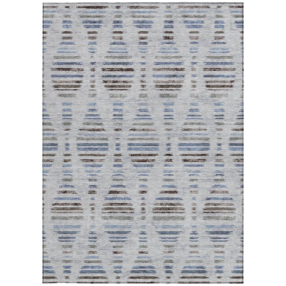 HomeRoots 10' Stylish Beige and Denim Blue Striped Washable Area Rug for Indoor & Outdoor Use - Durable & Chic 629568