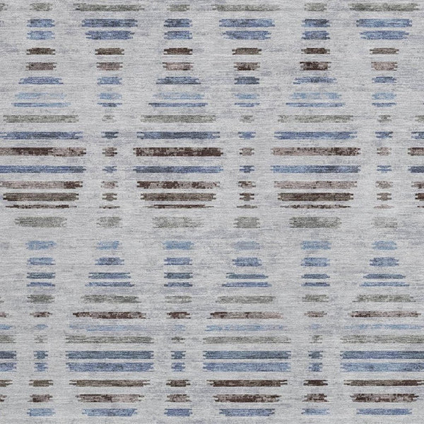 HomeRoots 10' Stylish Beige and Denim Blue Striped Washable Area Rug for Indoor & Outdoor Use - Durable & Chic 629568