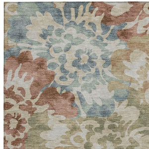HomeRoots 5' X 8' Washable Rust and Beige Floral Area Rug - Versatile Indoor/Outdoor Decor for Any Space 629576