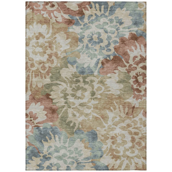 HomeRoots 10' X 14' Elegant Rust and Beige Floral Area Rug - Washable, Durable for Indoor & Outdoor Use 629580