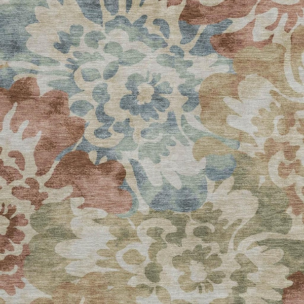 HomeRoots 10' X 14' Elegant Rust and Beige Floral Area Rug - Washable, Durable for Indoor & Outdoor Use 629580