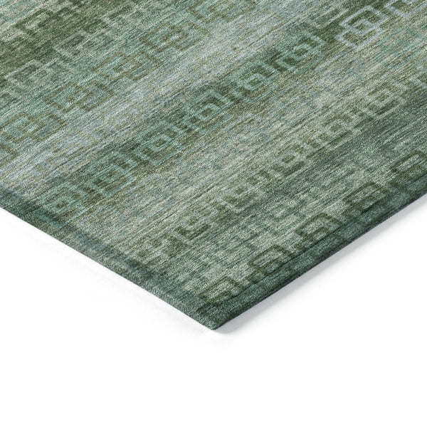 HomeRoots 8' X 10' Artichoke Green & Sage Striped Washable Rug - Stylish, Durable, Indoor/Outdoor Perfection! 629584