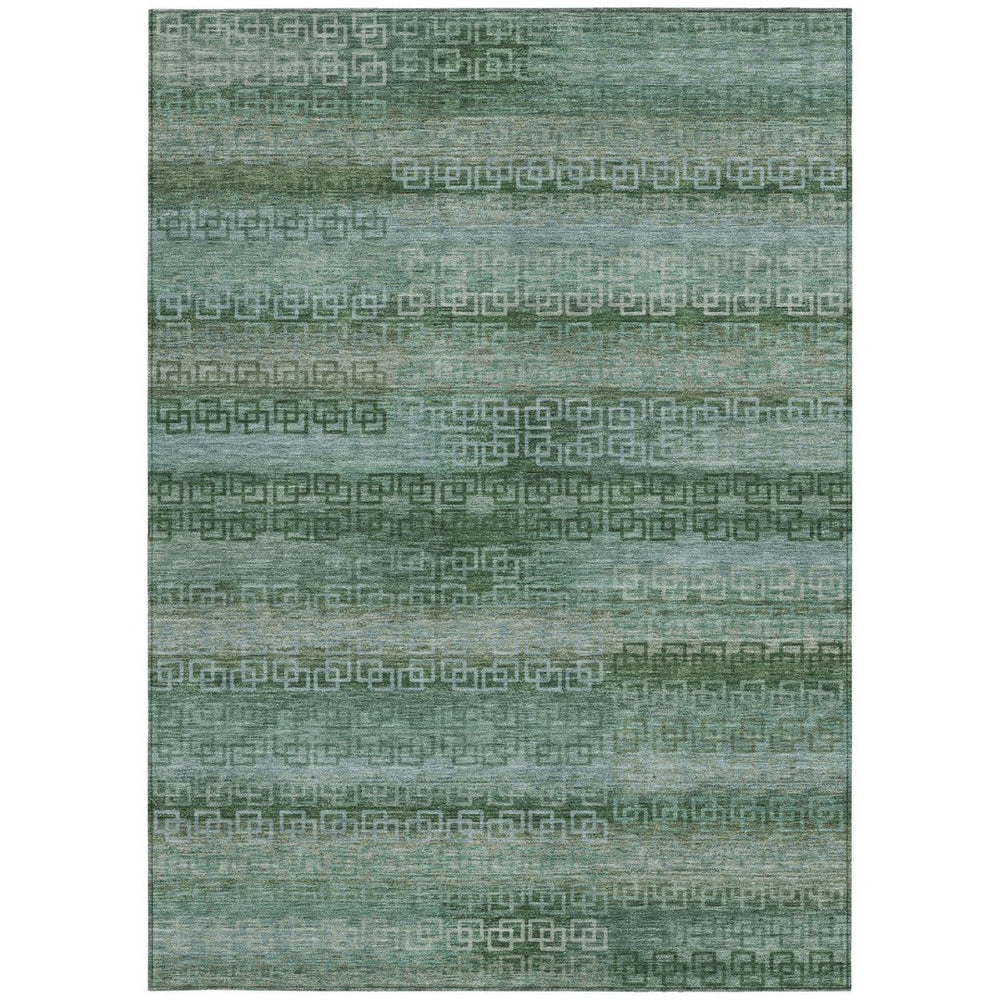 HomeRoots 10' X 14' Washable Striped Area Rug in Artichoke Green & Sage – Durable, Stylish for Indoor & Outdoor Use 629586