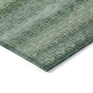 HomeRoots 10' X 14' Washable Striped Area Rug in Artichoke Green & Sage – Durable, Stylish for Indoor & Outdoor Use 629586