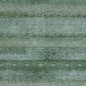 HomeRoots 10' X 14' Washable Striped Area Rug in Artichoke Green & Sage – Durable, Stylish for Indoor & Outdoor Use 629586