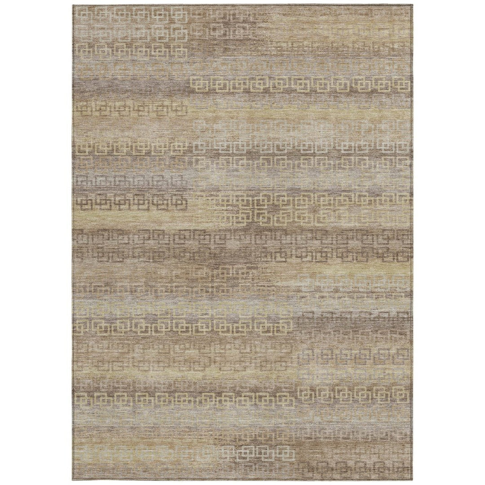 HomeRoots 10' Beige and Wheat Striped Washable Area Rug - Indoor/Outdoor Versatile Design for Any Space 629592
