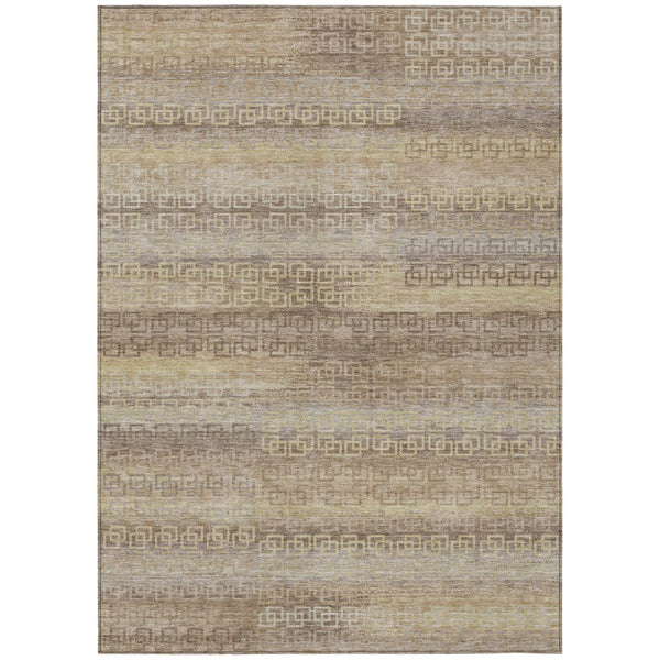 HomeRoots 10' Beige and Wheat Striped Washable Area Rug - Indoor/Outdoor Versatile Design for Any Space 629592