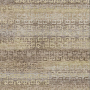 HomeRoots 10' Beige and Wheat Striped Washable Area Rug - Indoor/Outdoor Versatile Design for Any Space 629592
