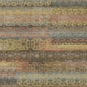 HomeRoots 10' Brown and Gold Striped Area Rug - Washable, Durable Indoor/Outdoor Design for Any Space! 629598