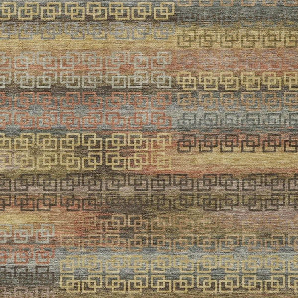 HomeRoots 10' Brown and Gold Striped Area Rug - Washable, Durable Indoor/Outdoor Design for Any Space! 629598