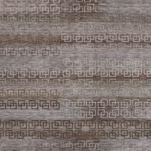 HomeRoots 5' X 8' Chocolate and Gray Striped Washable Rug - Durable, Stylish for Indoor & Outdoor Spaces! 629600