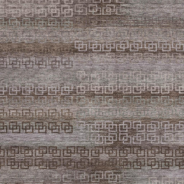 HomeRoots 5' X 8' Chocolate and Gray Striped Washable Rug - Durable, Stylish for Indoor & Outdoor Spaces! 629600