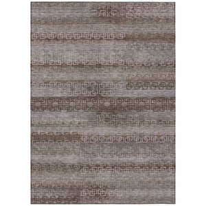HomeRoots 8' X 10' Chocolate and Gray Striped Indoor Outdoor Area Rug – Durable, Washable, Versatile Décor Solution 629602