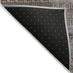 HomeRoots 8' X 10' Chocolate and Gray Striped Indoor Outdoor Area Rug – Durable, Washable, Versatile Décor Solution 629602