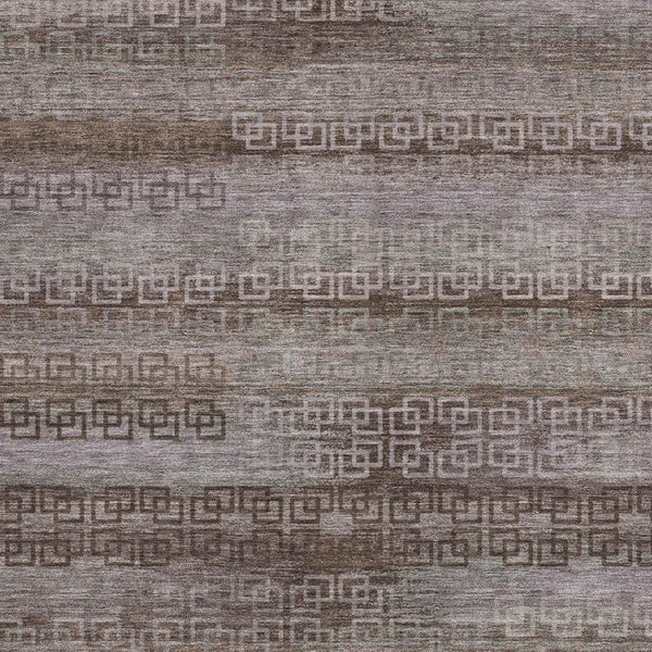 HomeRoots 8' X 10' Chocolate and Gray Striped Indoor Outdoor Area Rug – Durable, Washable, Versatile Décor Solution 629602