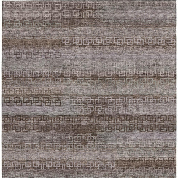 HomeRoots 9' X 12' Chocolate and Gray Striped Washable Area Rug for Indoor & Outdoor Durability and Style 629603