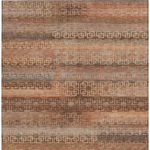 HomeRoots 9' Copper and Peach Striped Washable Area Rug - Durable Indoor/Outdoor Style for Any Space 629609