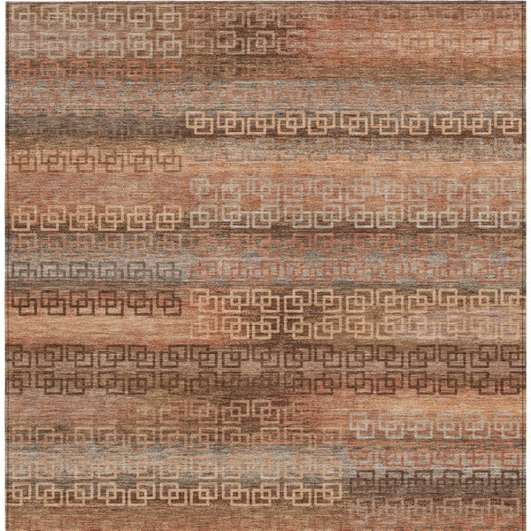 HomeRoots 9' Copper and Peach Striped Washable Area Rug - Durable Indoor/Outdoor Style for Any Space 629609