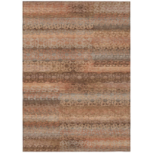 HomeRoots 9' Copper and Peach Striped Washable Area Rug - Durable Indoor/Outdoor Style for Any Space 629609