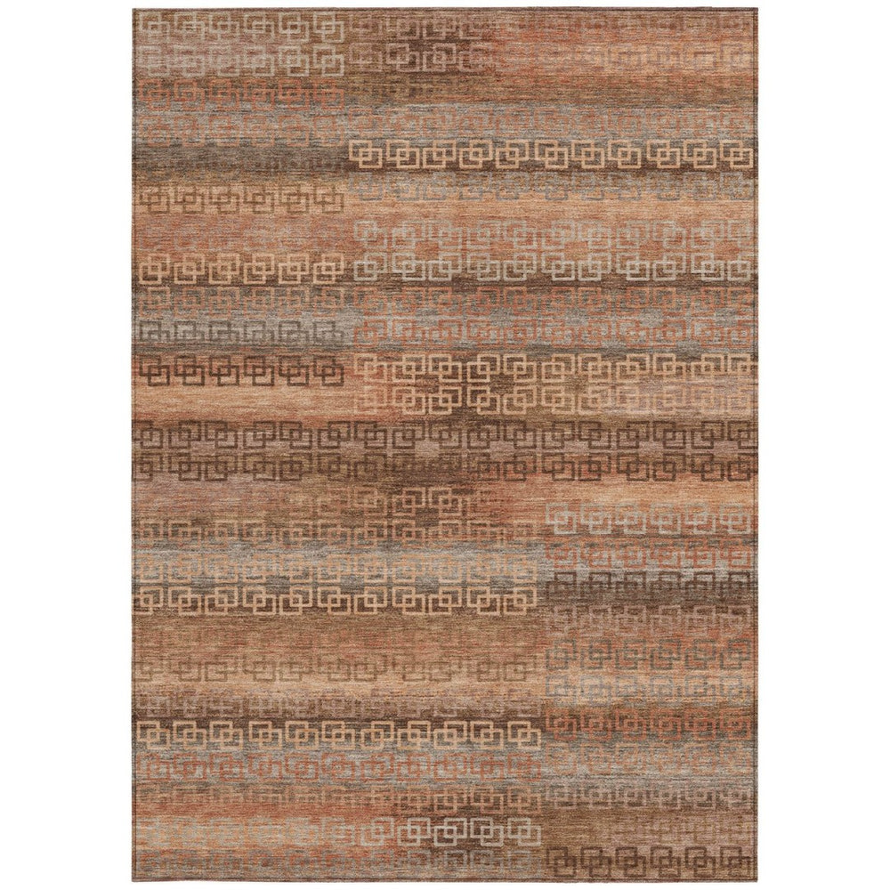 HomeRoots 10' Copper & Peach Striped Area Rug - Washable, Durable & Stylish for Indoor/Outdoor Spaces 629610