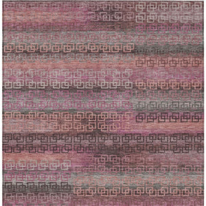 HomeRoots 5' X 8' Washable Pink and Gray Striped Area Rug - Durable, Stylish, Perfect for Indoor & Outdoor Use! 629612