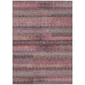 HomeRoots 5' X 8' Washable Pink and Gray Striped Area Rug - Durable, Stylish, Perfect for Indoor & Outdoor Use! 629612