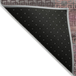 HomeRoots 5' X 8' Washable Pink and Gray Striped Area Rug - Durable, Stylish, Perfect for Indoor & Outdoor Use! 629612