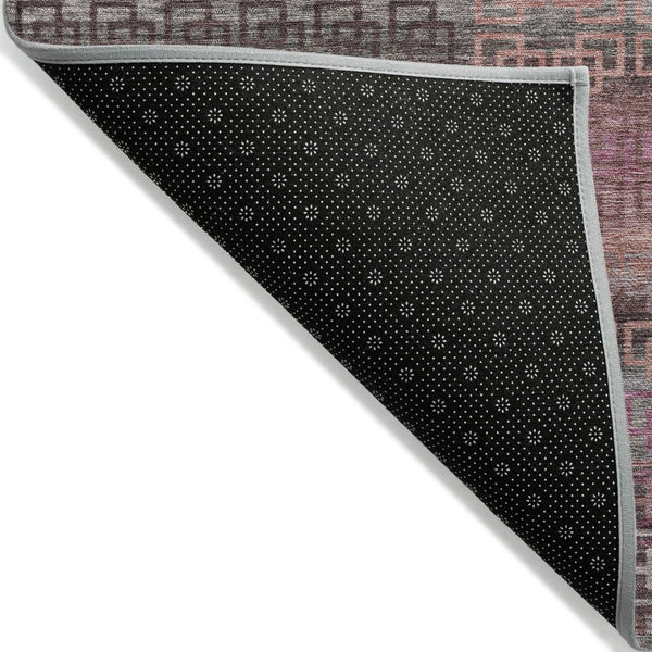 HomeRoots 5' X 8' Washable Pink and Gray Striped Area Rug - Durable, Stylish, Perfect for Indoor & Outdoor Use! 629612