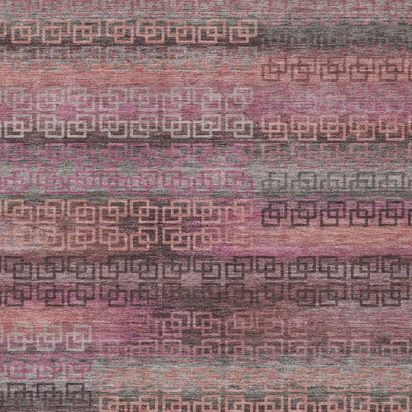 HomeRoots 5' X 8' Washable Pink and Gray Striped Area Rug - Durable, Stylish, Perfect for Indoor & Outdoor Use! 629612