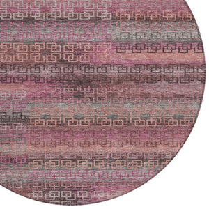 HomeRoots 8' Pink and Gray Striped Washable Area Rug – Durable, Stylish Indoor/Outdoor Decor for Every Space! 629613