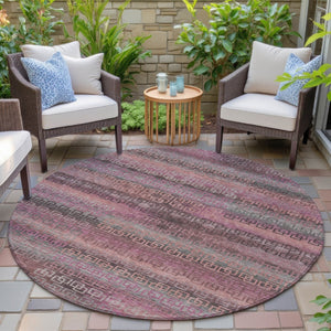 HomeRoots 8' Pink and Gray Striped Washable Area Rug – Durable, Stylish Indoor/Outdoor Decor for Every Space! 629613