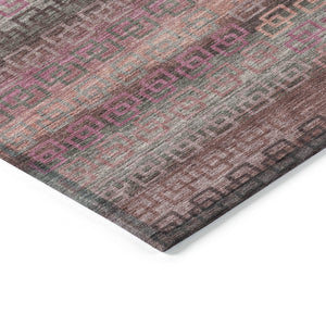 HomeRoots 8' Pink and Gray Striped Washable Area Rug – Durable, Stylish Indoor/Outdoor Decor for Every Space! 629613
