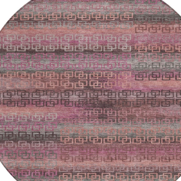 HomeRoots 8' Pink and Gray Striped Washable Area Rug – Durable, Stylish Indoor/Outdoor Decor for Every Space! 629613