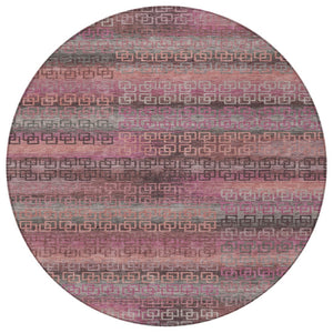 HomeRoots 8' Pink and Gray Striped Washable Area Rug – Durable, Stylish Indoor/Outdoor Decor for Every Space! 629613